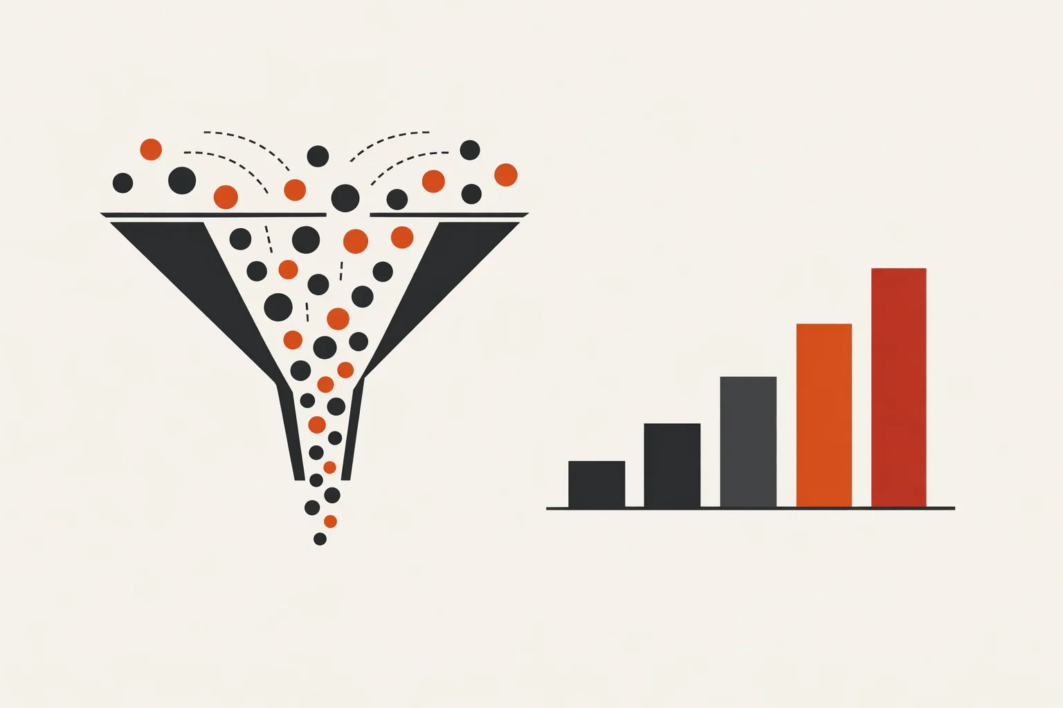 Abstract visualization of a B2B lead generation funnel
