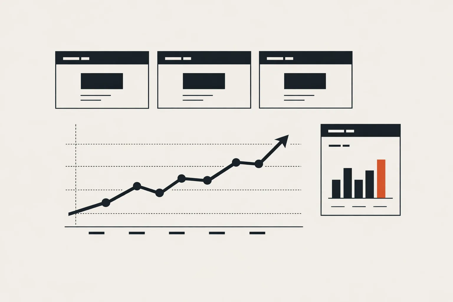 Minimal analytics dashboard showing performance marketing KPIs